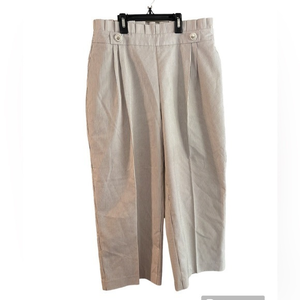 zara basic collection Stripe Crop‎ Ruffle Waist Beach Brunch Vacation Pants Med